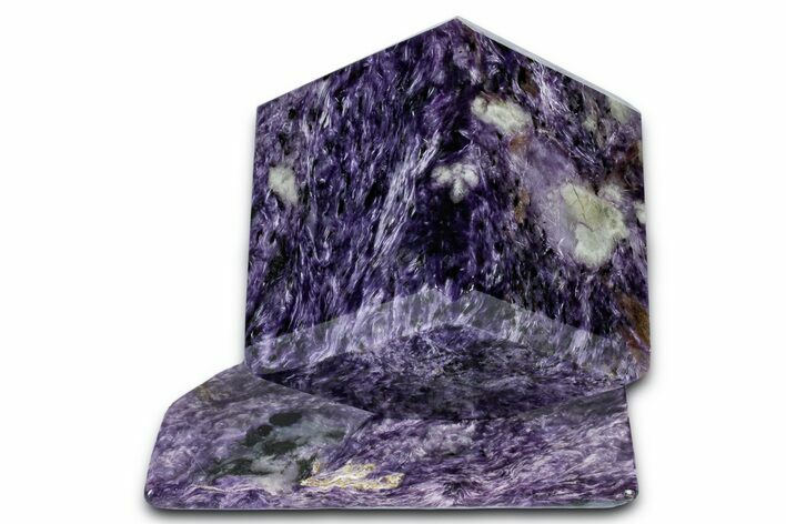 Polished Purple Charoite Cube with Base - Siberia #338352